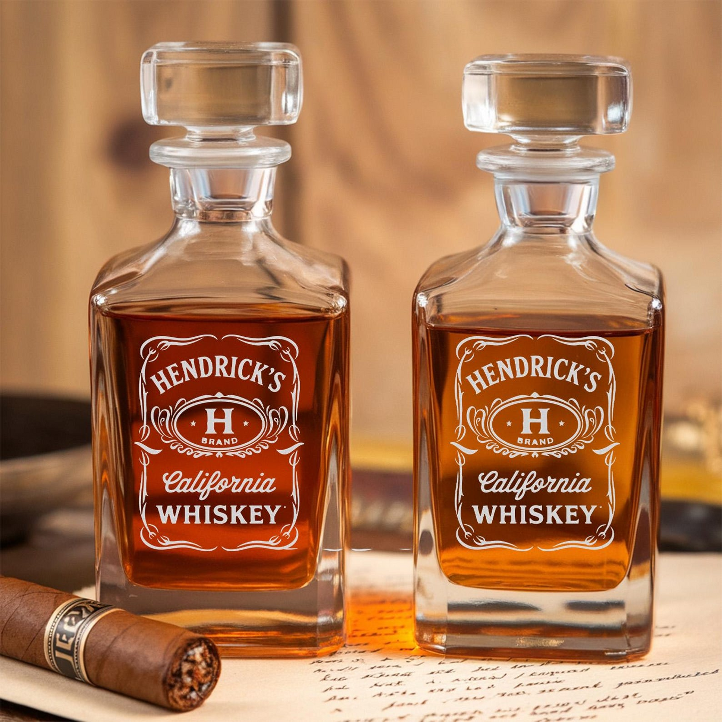 TND011 Personalized Custom Name Whiskey Glass And Decanter Set | Engraved Gift For Retirement