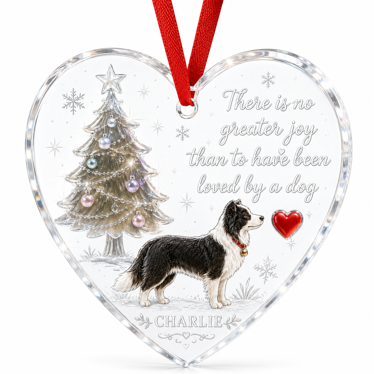 Christmas Glass Dog Border Collie