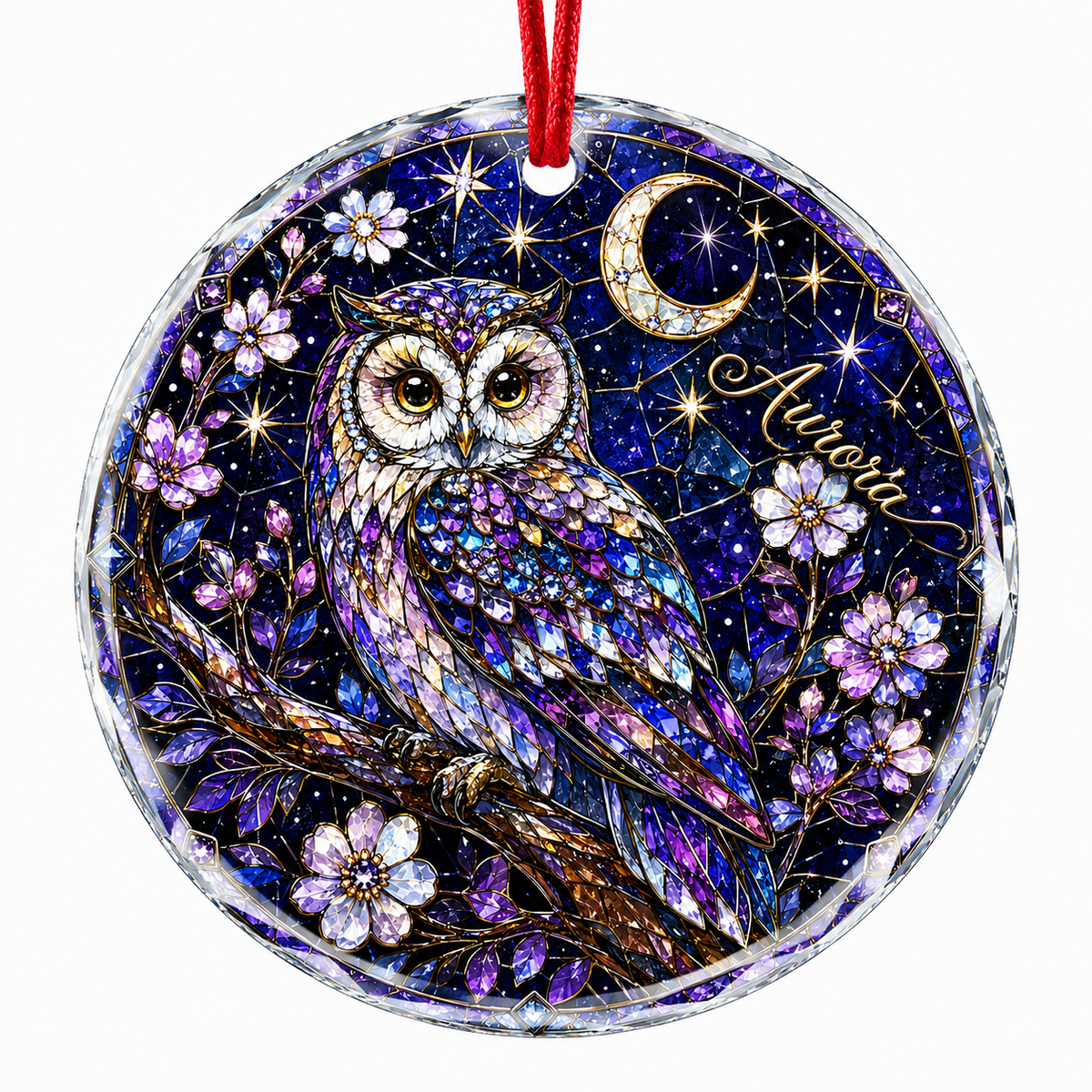 Custom Name Glass Animal Owl