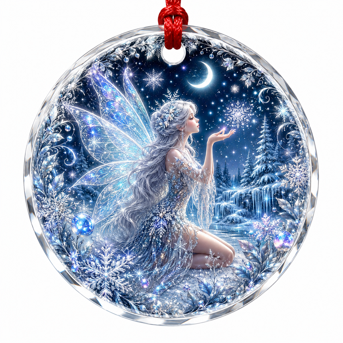 Fairy Glass Ornament Winter Snow Fairy