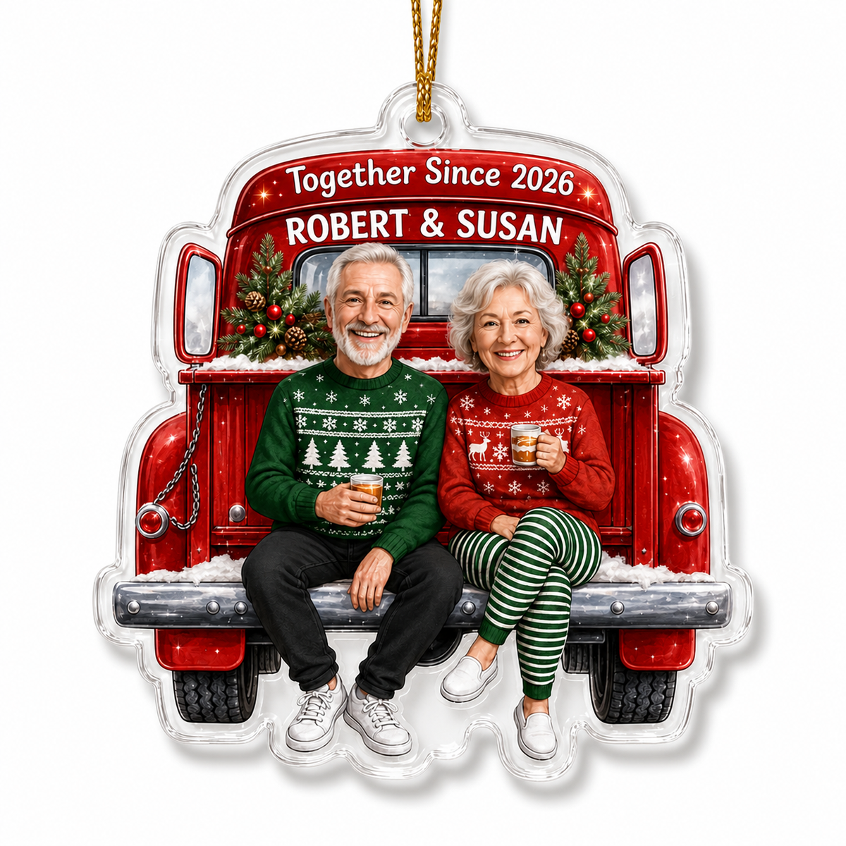 Custom Photo Christmas Truck Grandparents