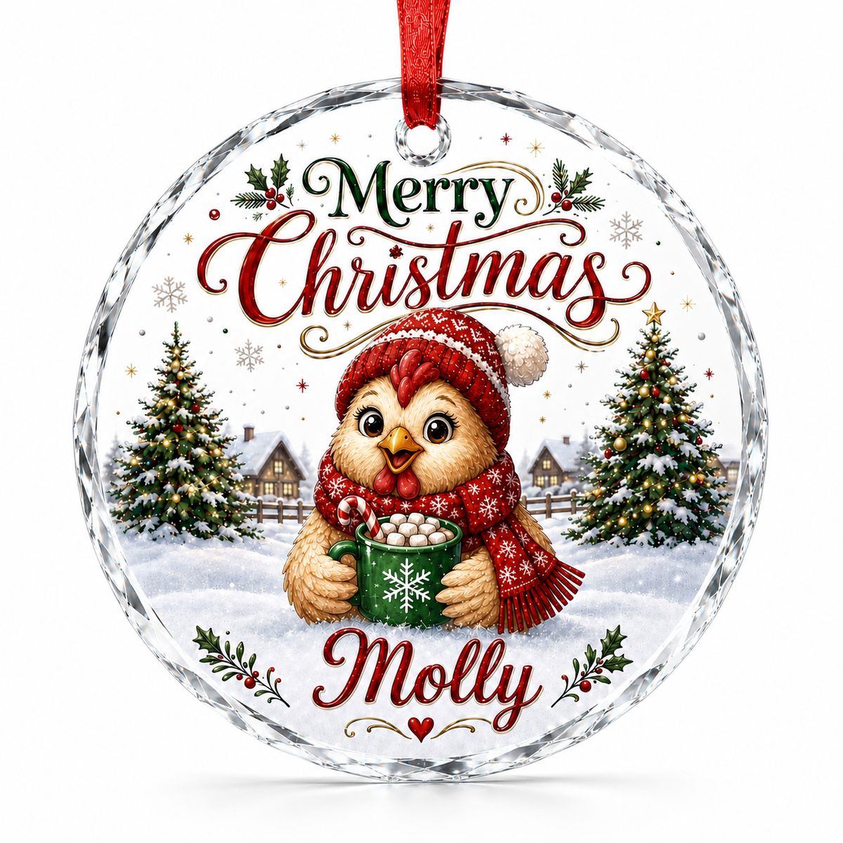 Christmas Glass Animal Chicken
