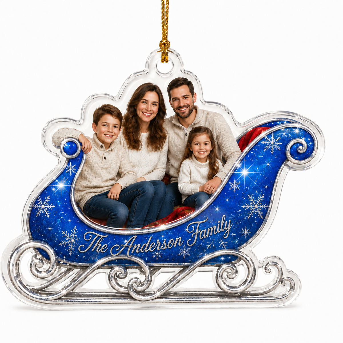 Custom Photo Christmas Sleigh Family