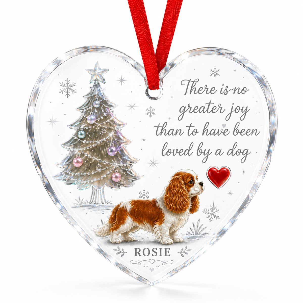 Christmas Glass Dog Cavalier King Charles Spaniel