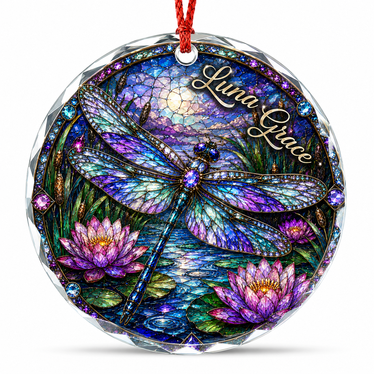 Custom Name Glass Animal Dragonfly