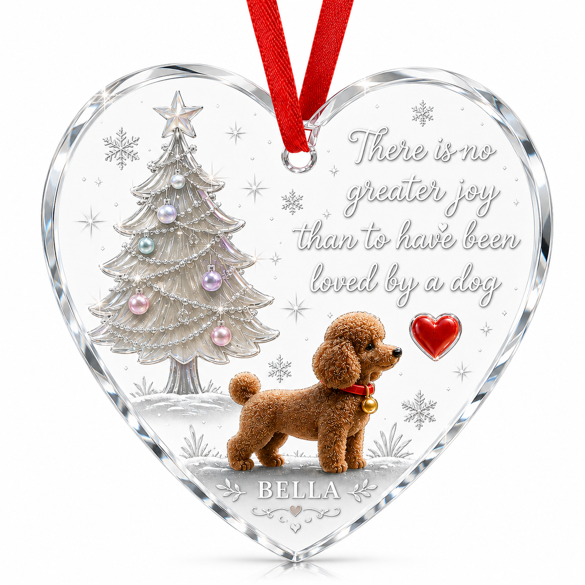 Christmas Glass Dog Poodle