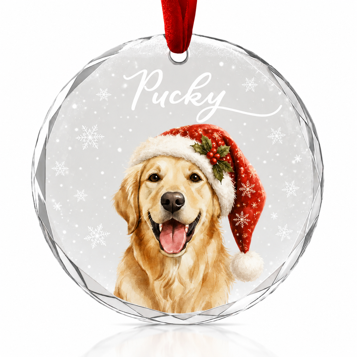 Custom Photo Dog Glass Dog With Snow