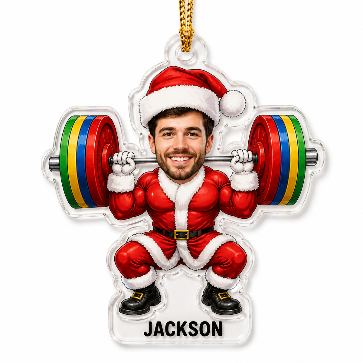 Custom Photo Christmas Weightlifter Man