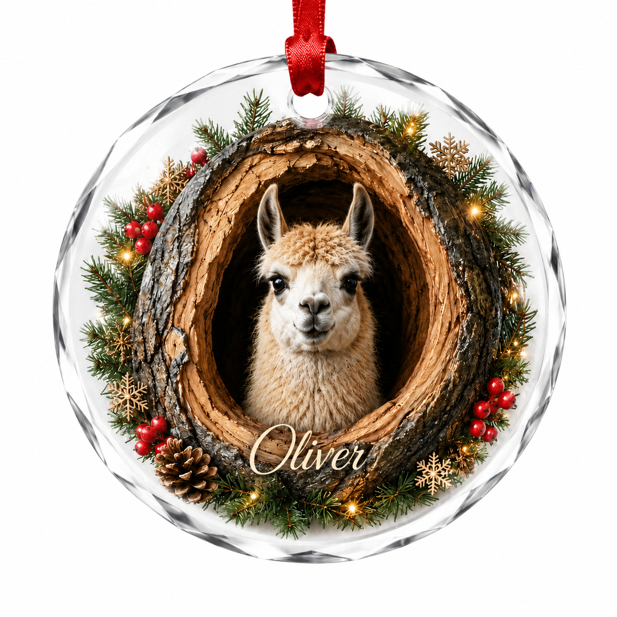 Animal Glass Ornament Tree Hollow Liama