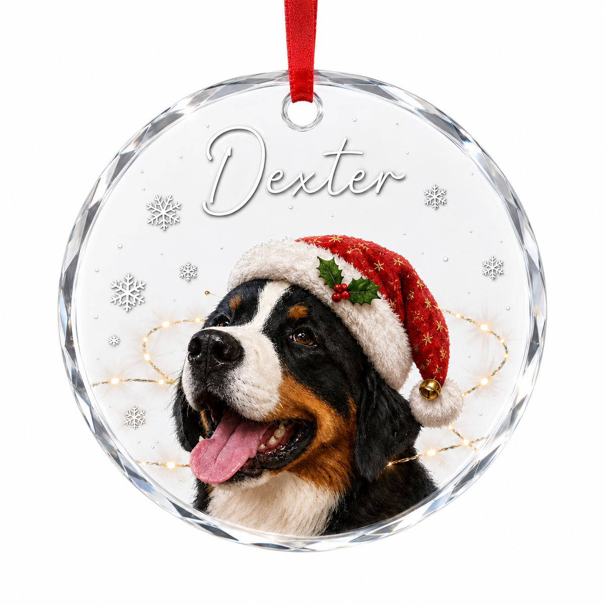 Custom Photo Dog Glass Dog With Christmas Hat