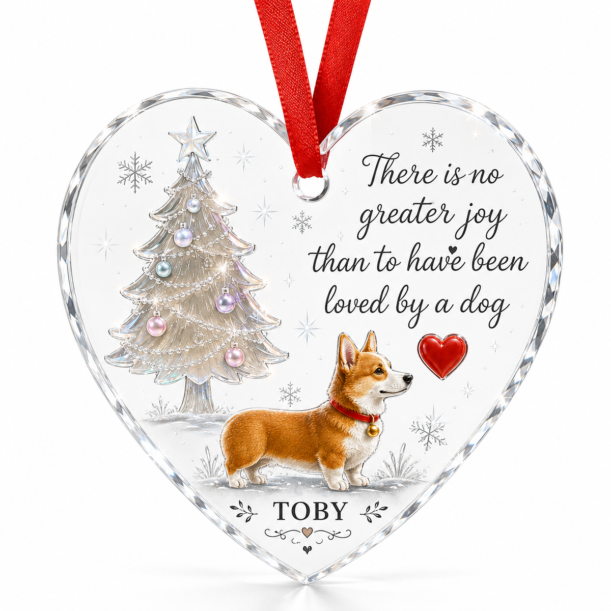 Christmas Glass Dog Corgi