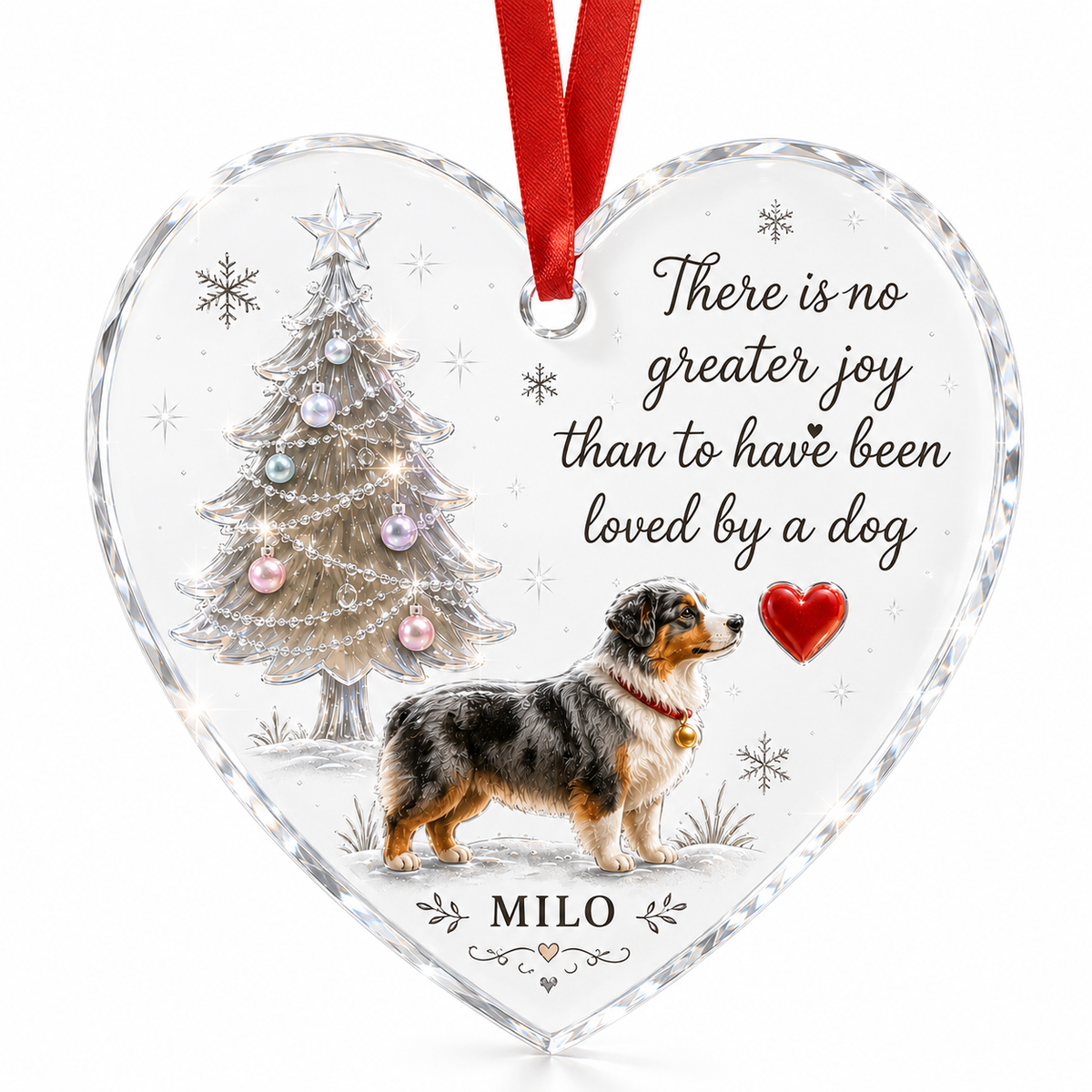 Christmas Glass Dog Australian Shepherd