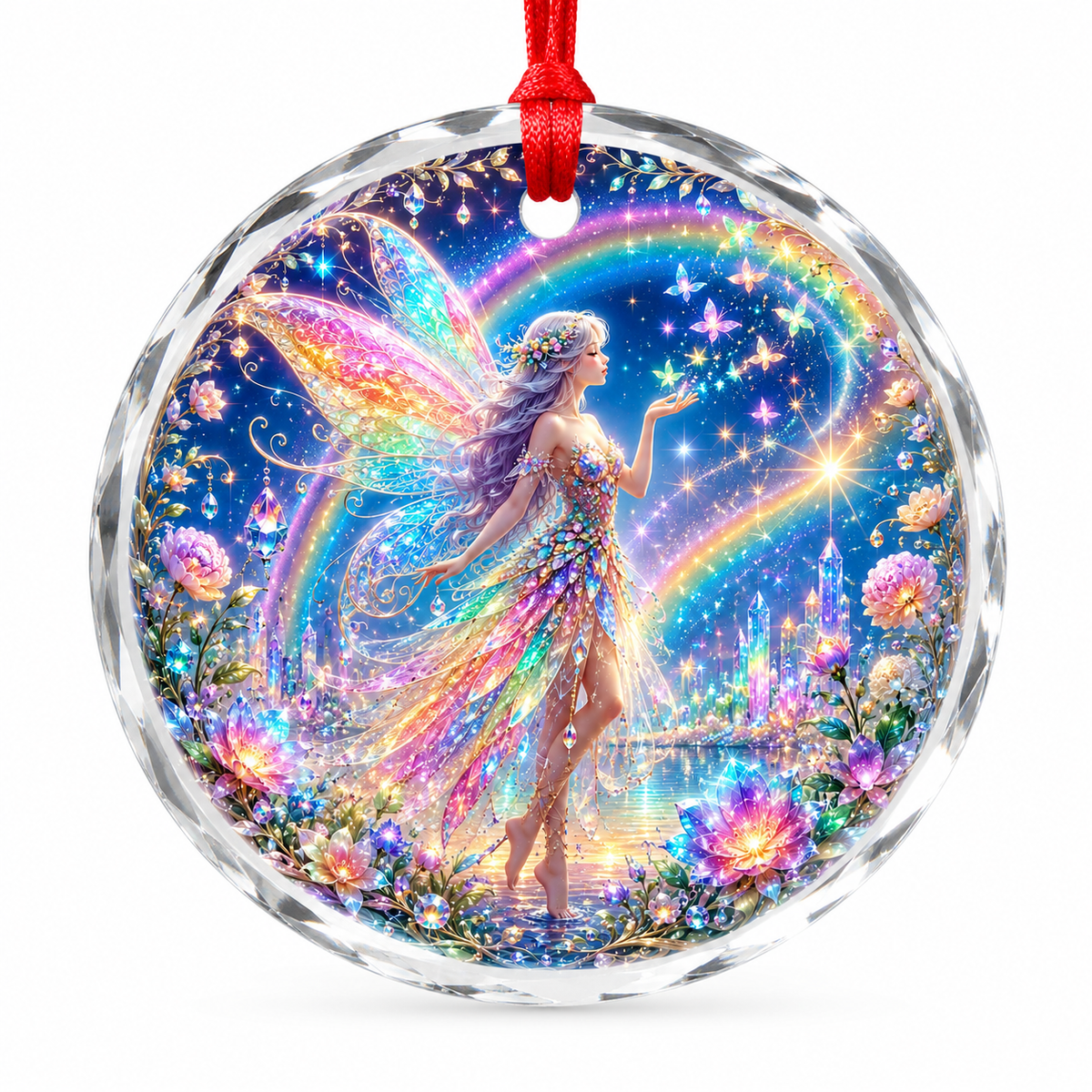 Fairy Glass Ornament Rainbow Fairy