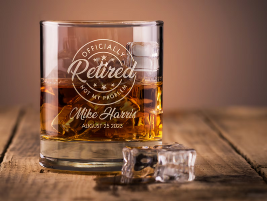 Retirement Gifts For Men | Engraved Retirement Crystal Whiskey Glass | Engraved Gift For Retirement