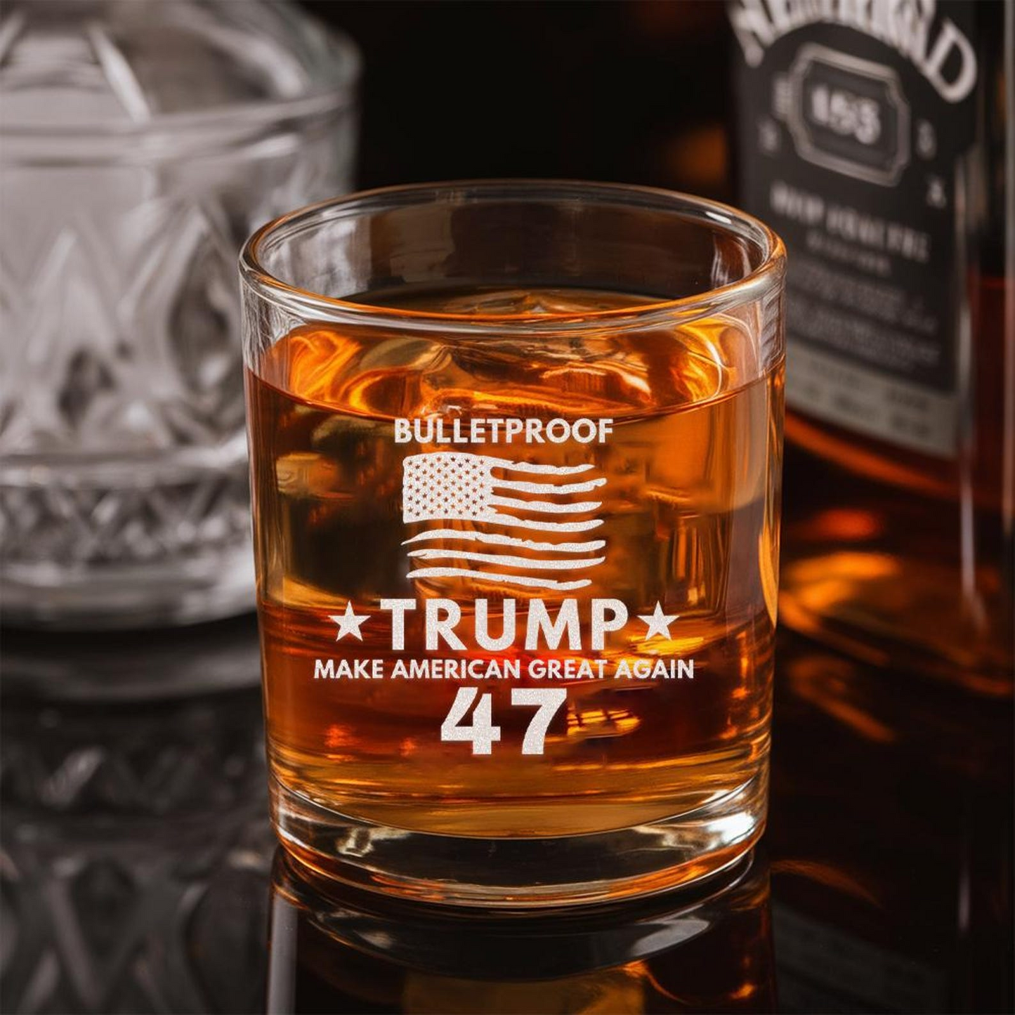 Trump President Whiskey Decanter Set | Trump Bulletproof Whiskey Glass 47 | Patriotic Gift for Trump Supporters EO04