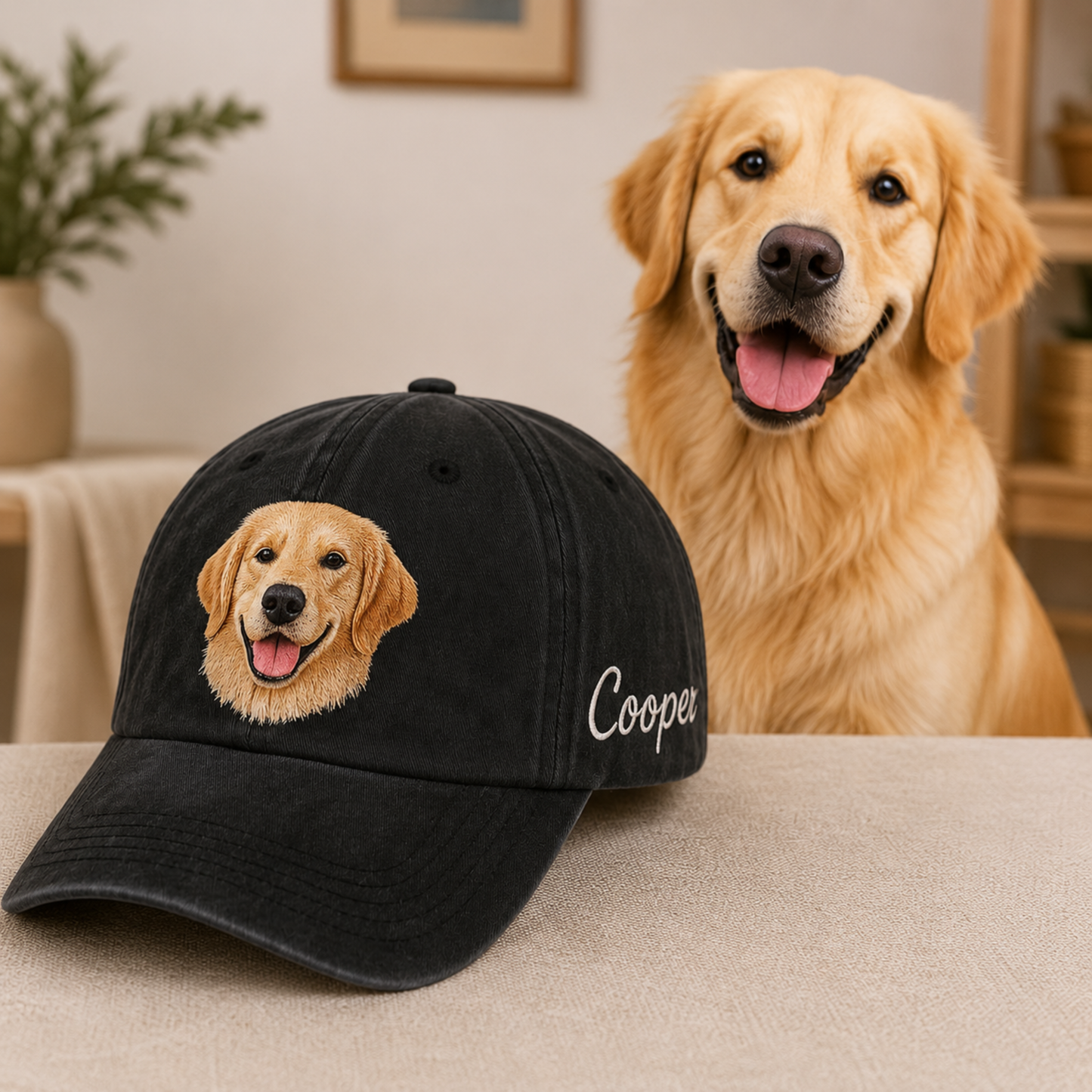 Custom Dog Face Embroidered Hat, Personalized Dog Name Cap, Pet Lover Gift THUC99
