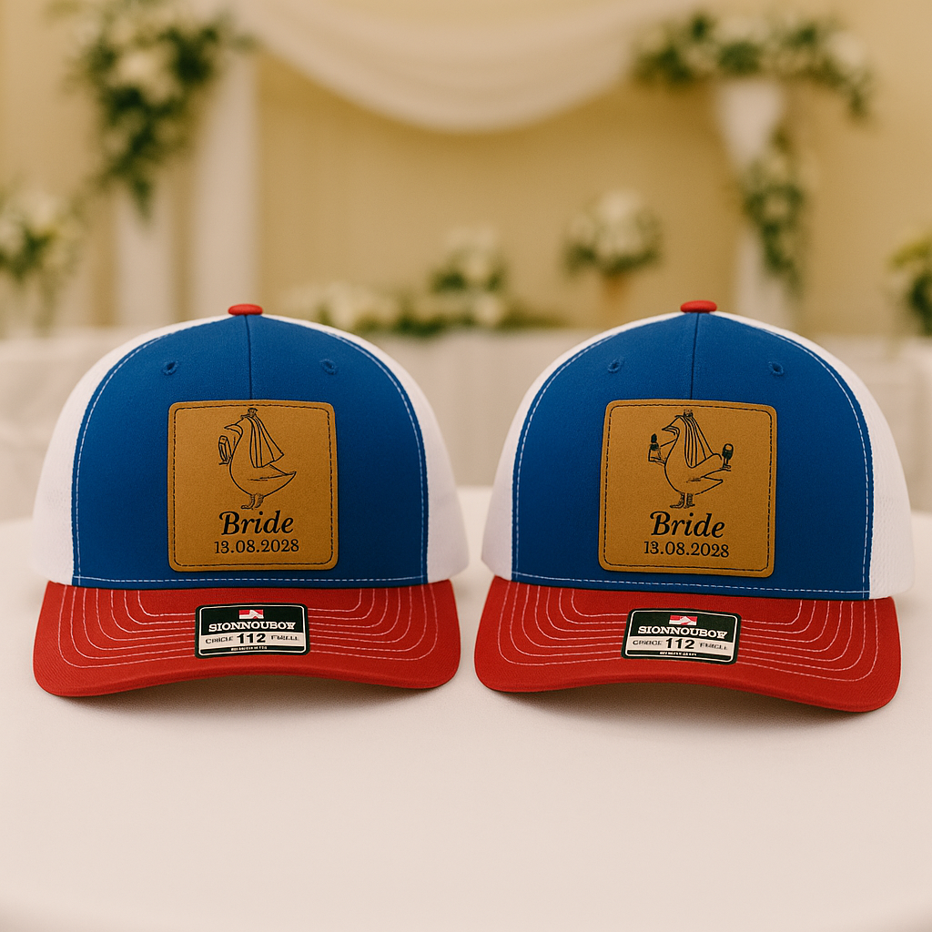 Custom Wedding Trucker Hat – Custom Bride Goose Cap with Wedding Date, Funny Personalized Bachelorette Gift VHA163