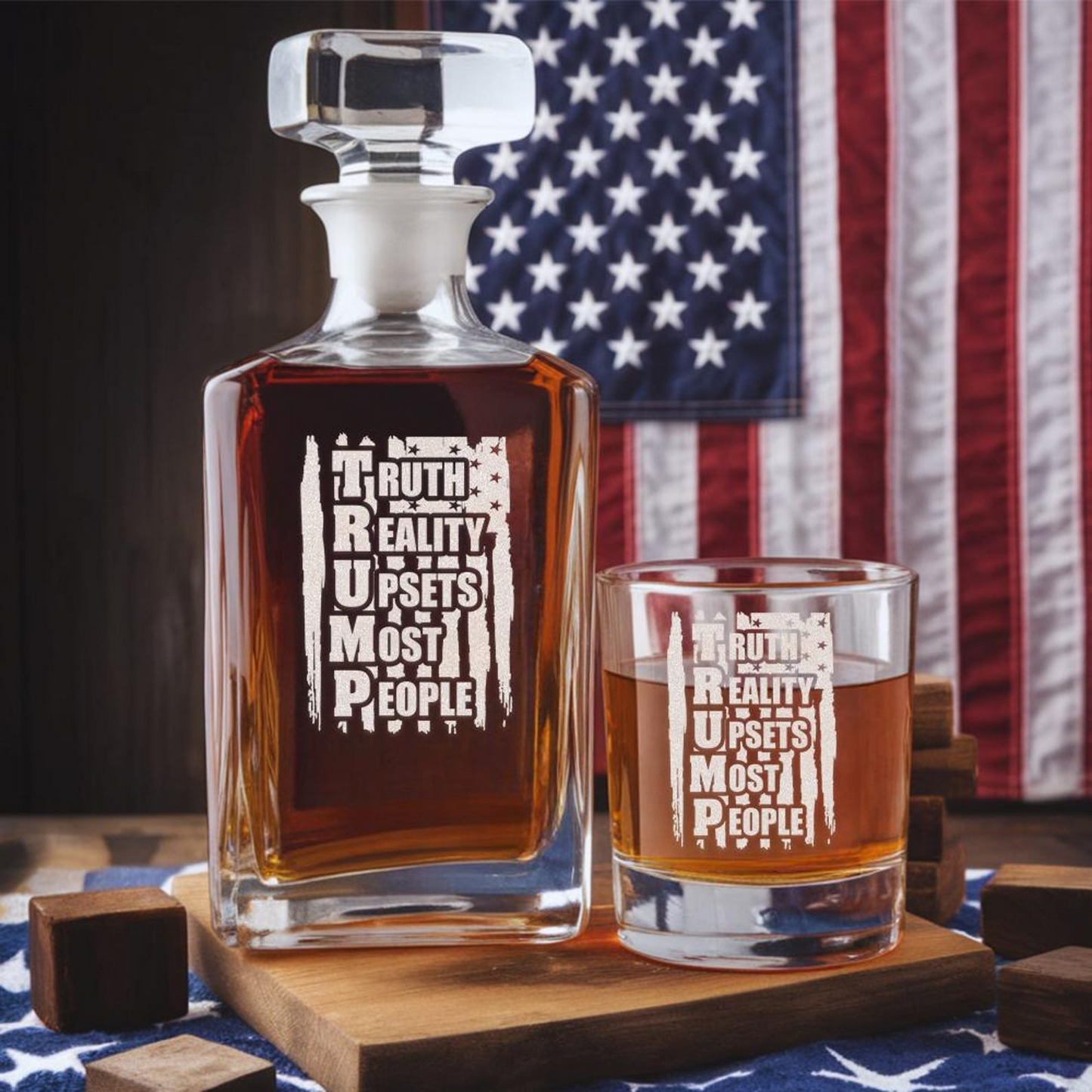 Truth Really Upsets Most People Whiskey Decanter And Engraved Glass Set EO04
