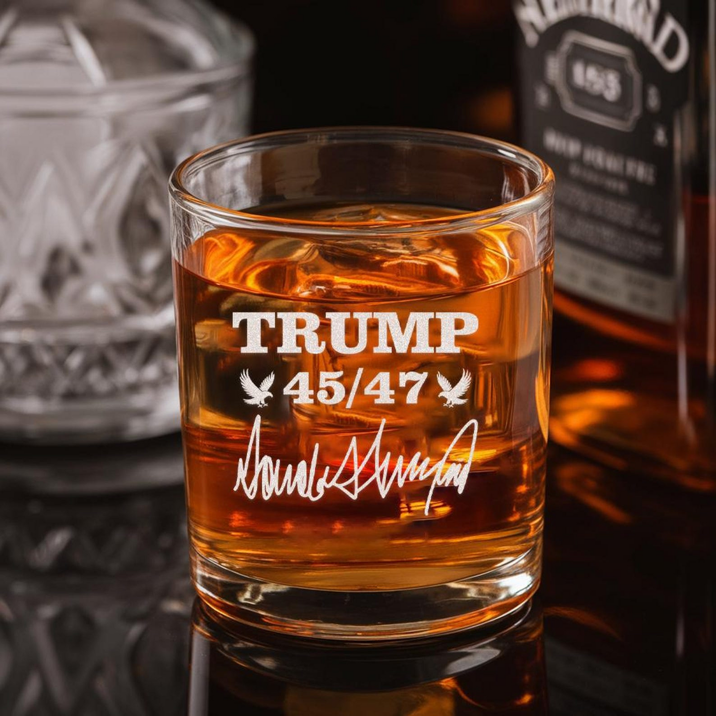 Trump 4547 Whiskey Decanter Set | Engraved Trump Presidential Whiskey Glasses