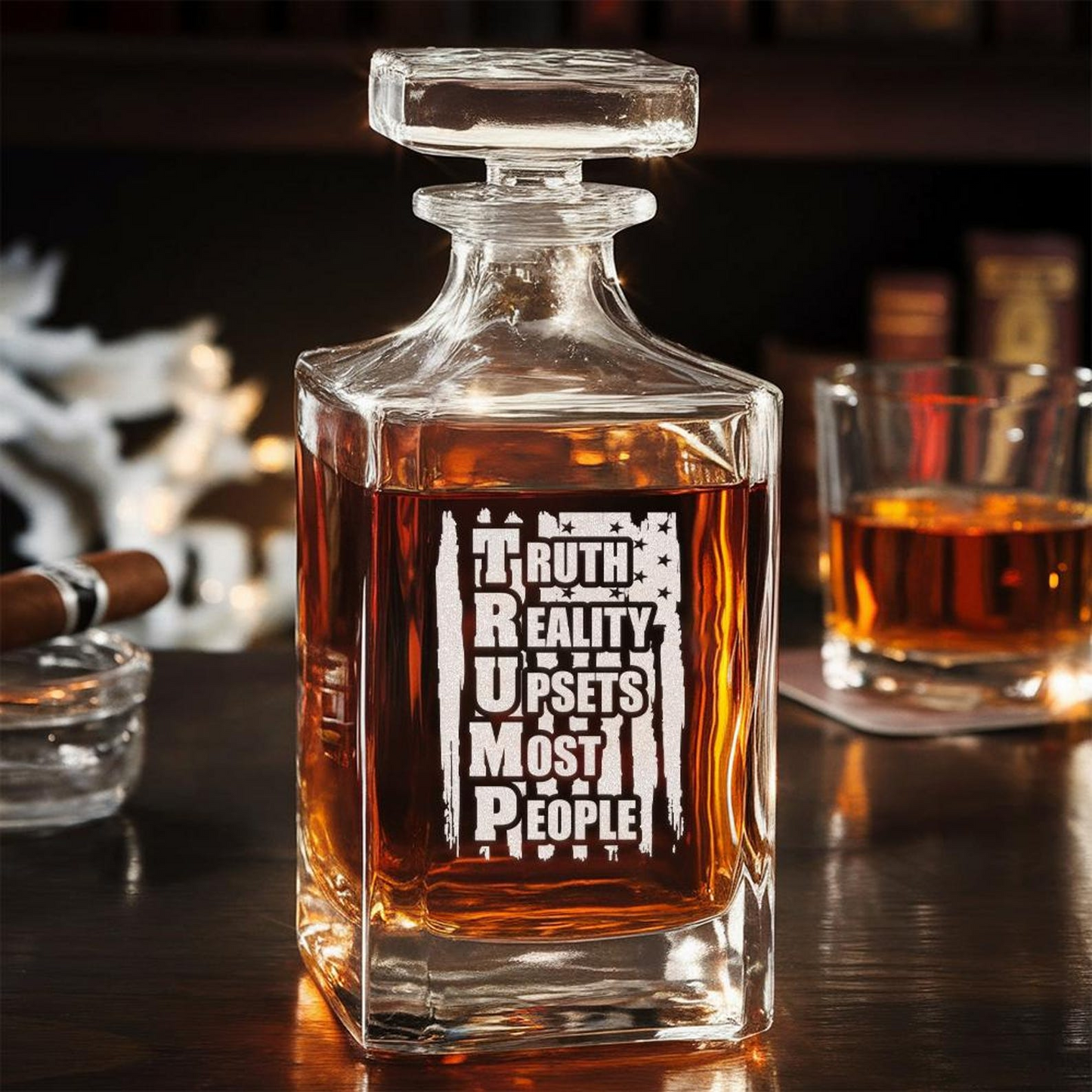 Truth Really Upsets Most People Whiskey Decanter And Engraved Glass Set EO04