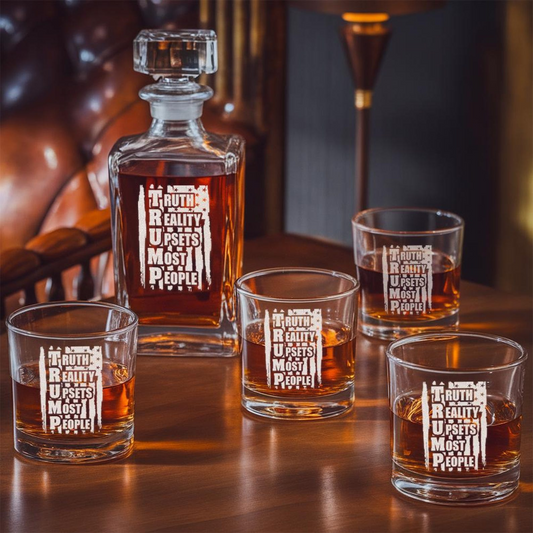 Truth Really Upsets Most People Whiskey Decanter And Engraved Glass Set EO04