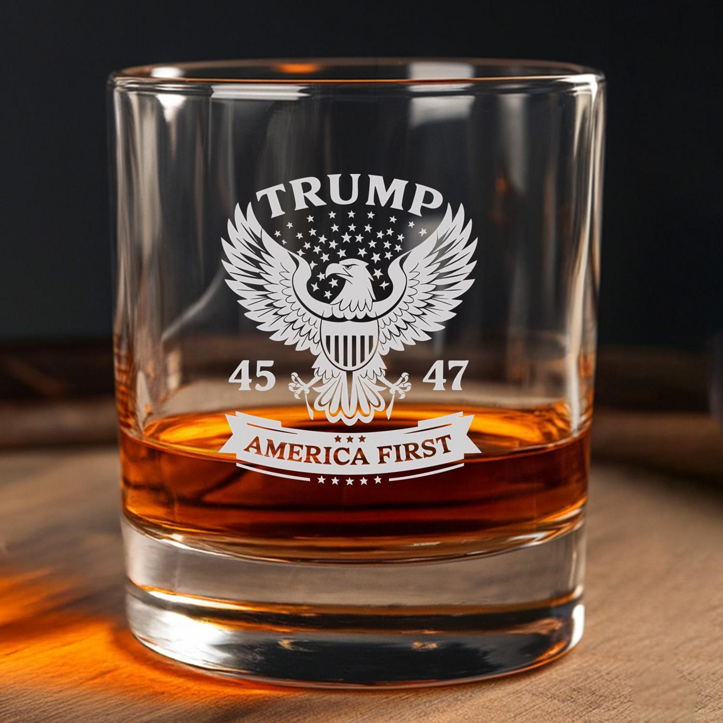 Donald Trump Decanter | Trump 45 & 47 Etched Decanter With Whiskey Glass | MAGA Gift | Patriotic Trump Supporter Gift