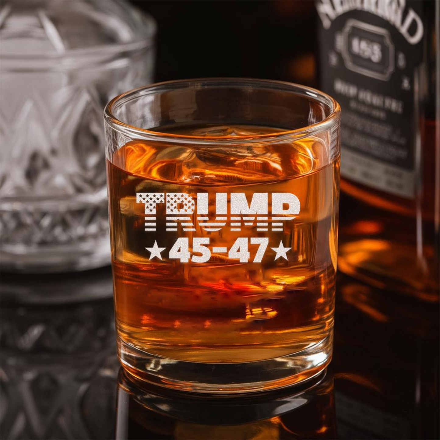 Trump 45/47 Whiskey Decanter Set | Engraved Trump Presidential Whiskey Glasses EO01