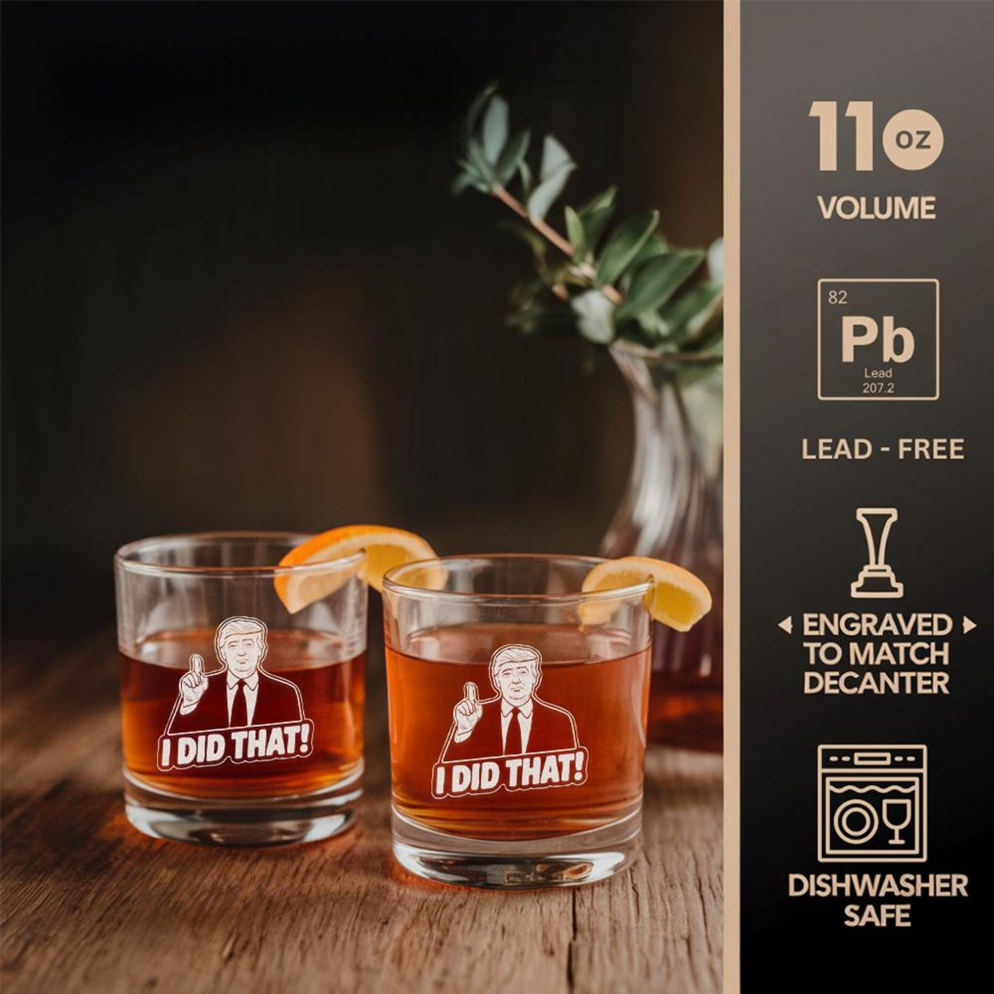 I Did That Trump Meme Decanter & Whiskey Glass Set | Engraved Whiskey Decanter