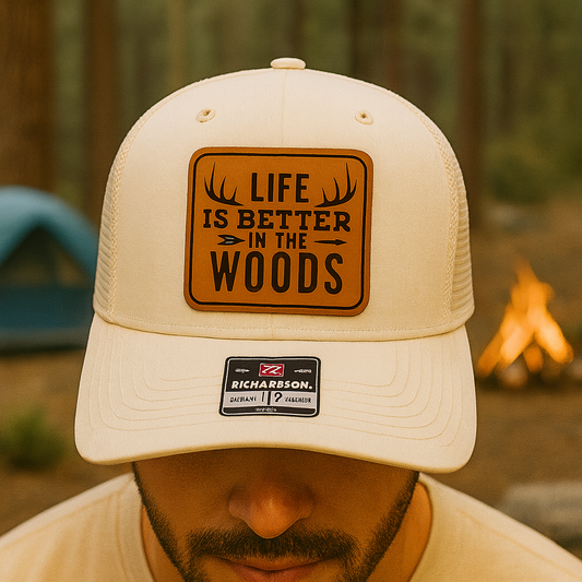 Custom “Life Is Better in the Woods” Trucker Hat – Nature Lover Richardson 112 Mesh Cap VHA163