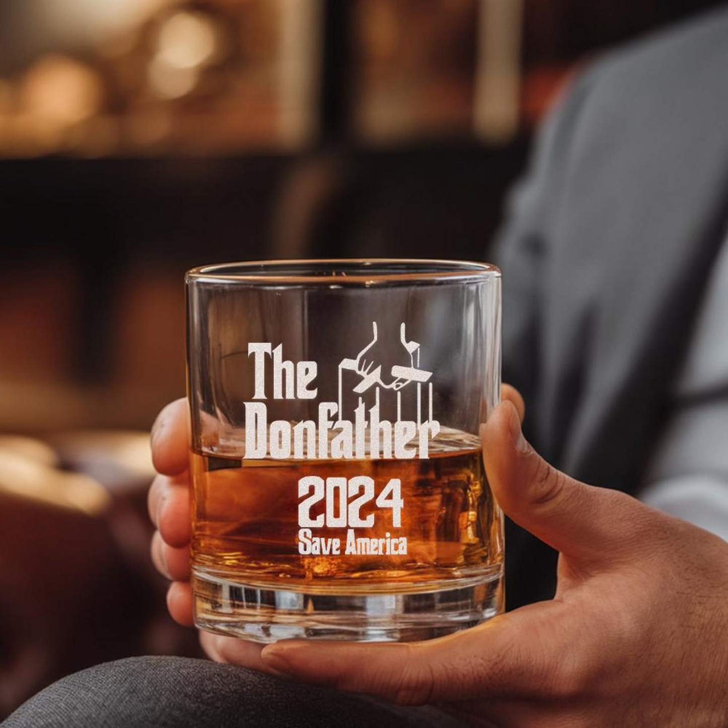 The Donfather 2024 Save America Decanter Set | Engraved 45-47th President Trump Whiskey Glass EO05