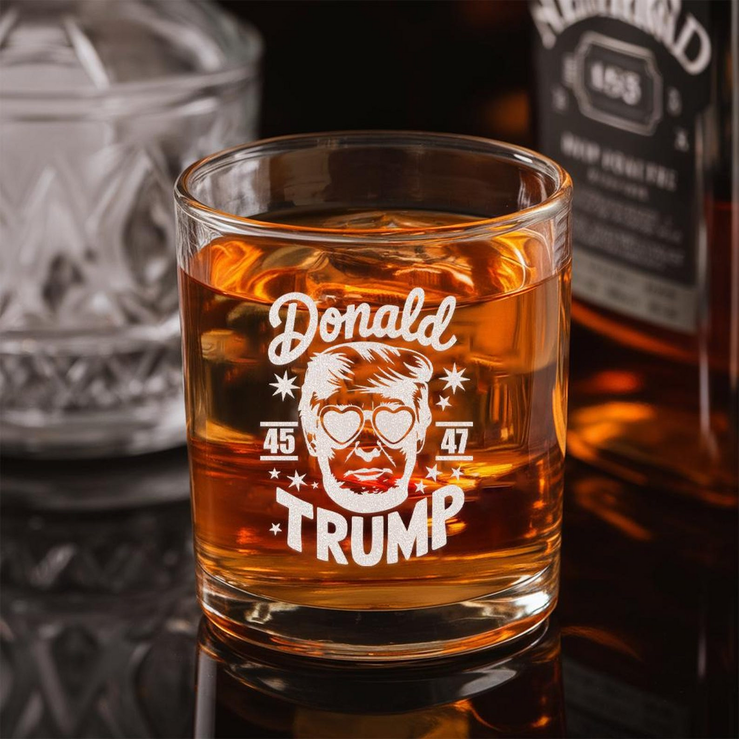 Trump 45 - 47 Funny Whiskey Decanter And Engraved Glass Set EO02