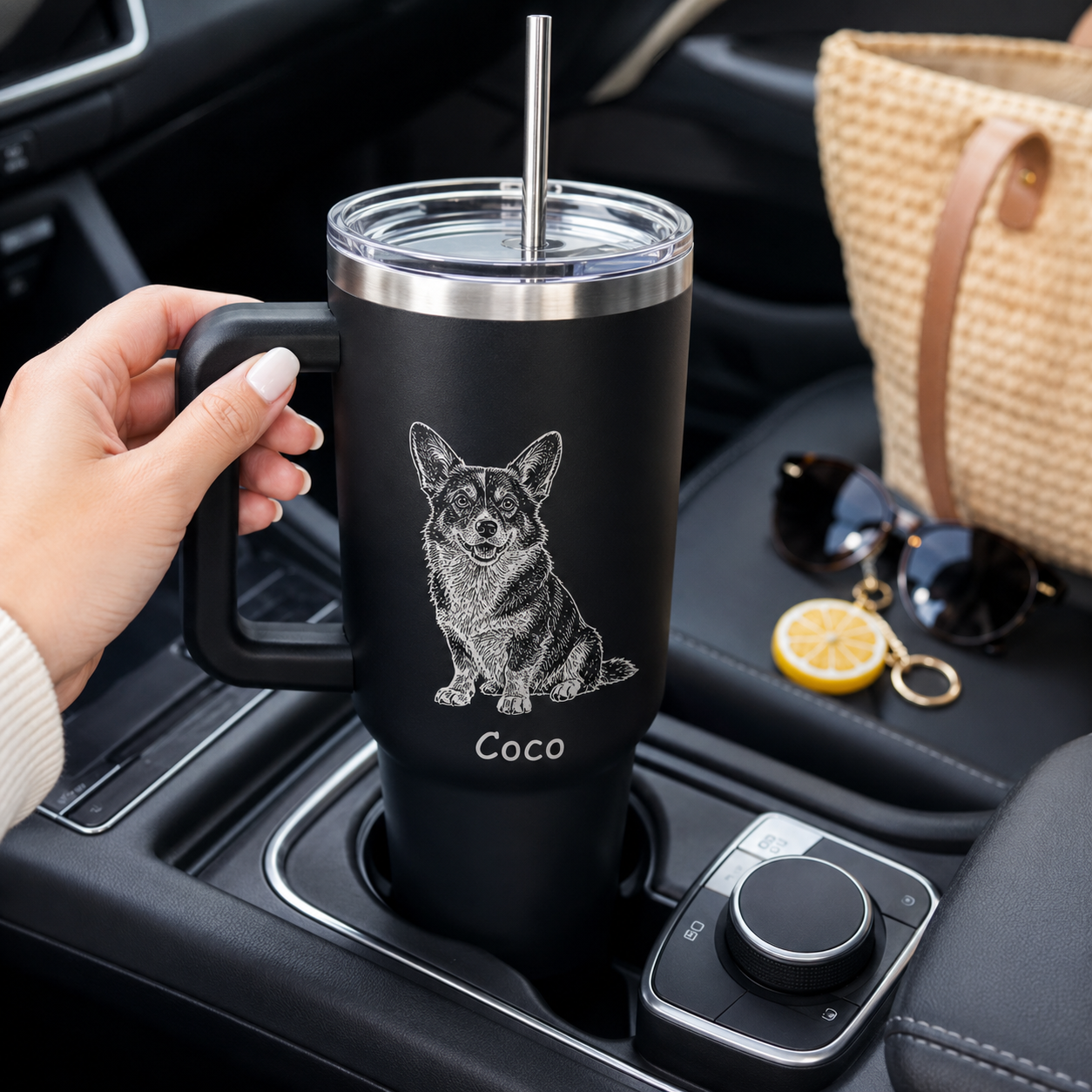 Custom Dog Photo Custom 40oz Tumbler – Personalized Travel Mug Gift for Pet Lovers THUC99