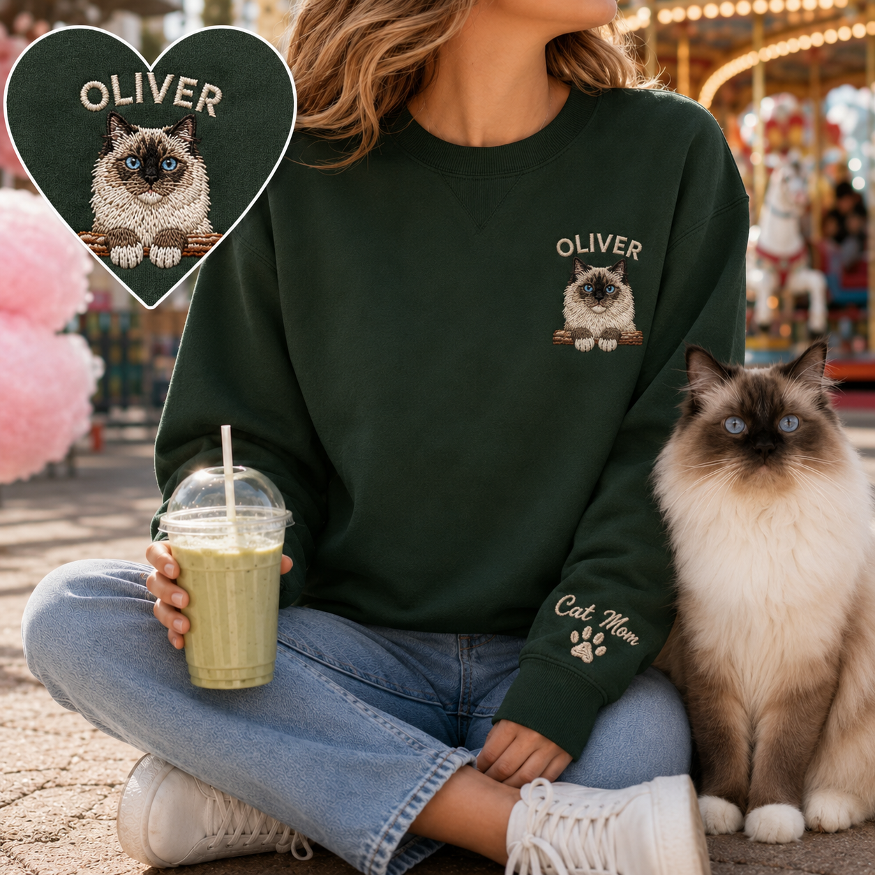 Personalized Pet Memorial Sweatshirt, Custom Dog Photo Embroidered Hoodie THUC99