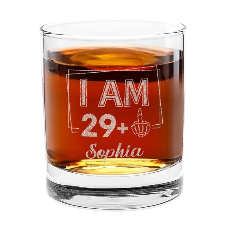 Custom Name And Age Whiskey Glass | Engraved Whiskey Glass | Gift For Friend
