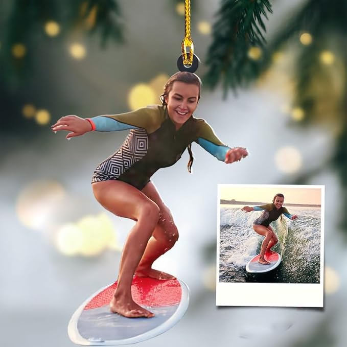 Customized Photo Surfboard Ornament - Ornament Gift For Surf Lovers LL2