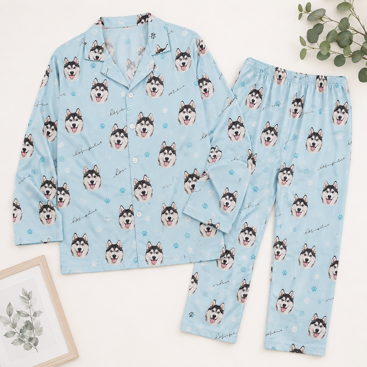 Custom Photo Dog Unisex Pajama Set, Personalized All Over Print Pet Lover Nightwear THUC99
