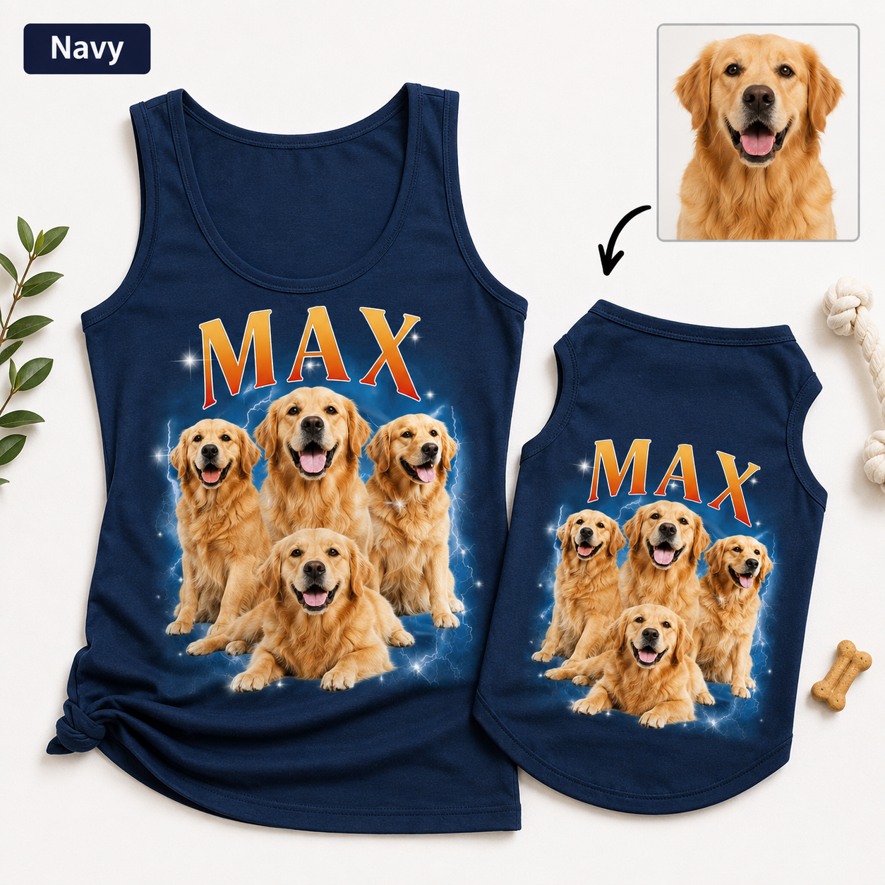 Custom Women’s Dog Mom and Pet Tank Top Set, Personalized Matching Dog Photo Shirt THUC99
