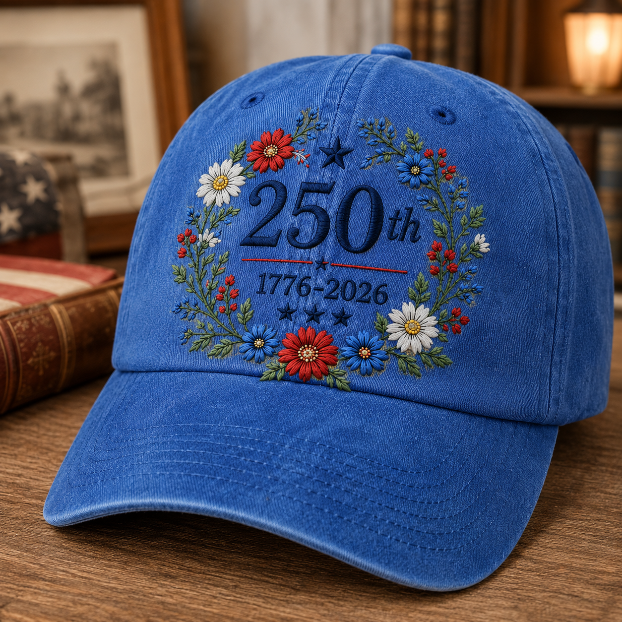 America 250th Birthday Embroidered Washed Cotton Hat Patriotic Adjustable Baseball Cap THUC99