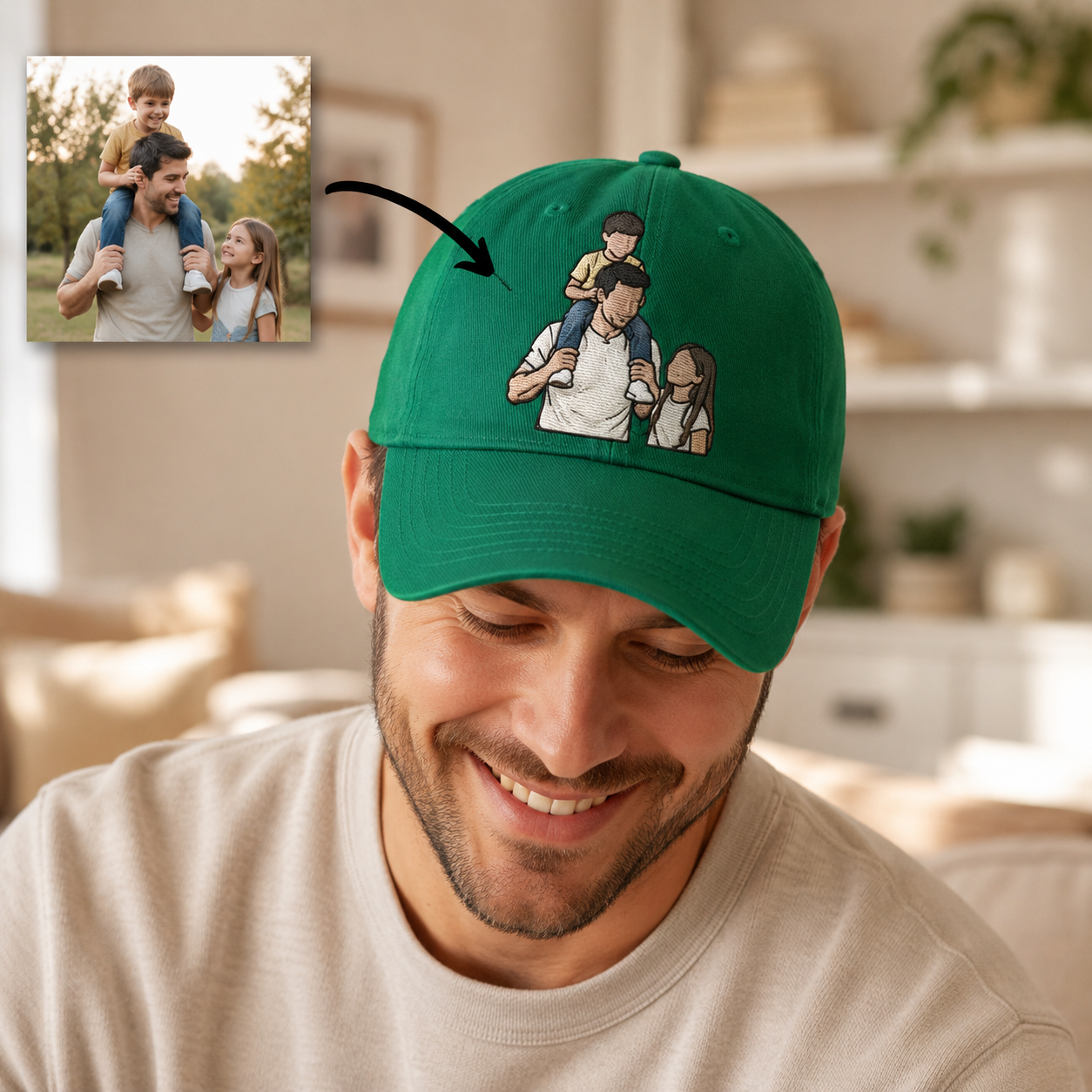 Custom Photo Dad Embroidered Hat, Personalized Cap, Custom Portrait Dad Hat, Father’s Day Gift THUC99