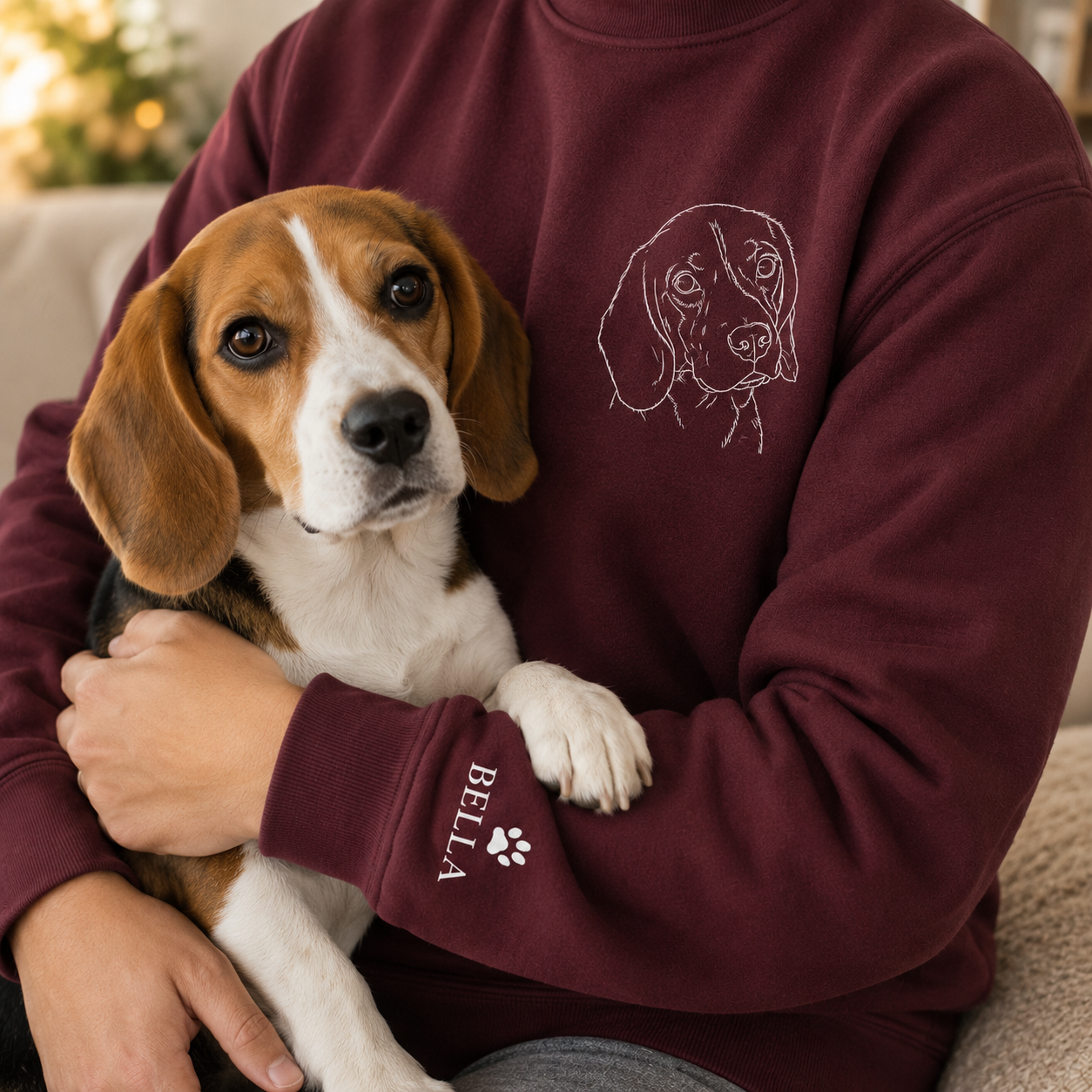 Custom Pet Portrait Sweatshirt, Dog Photo Embroidered Hoodie Gift THUC99