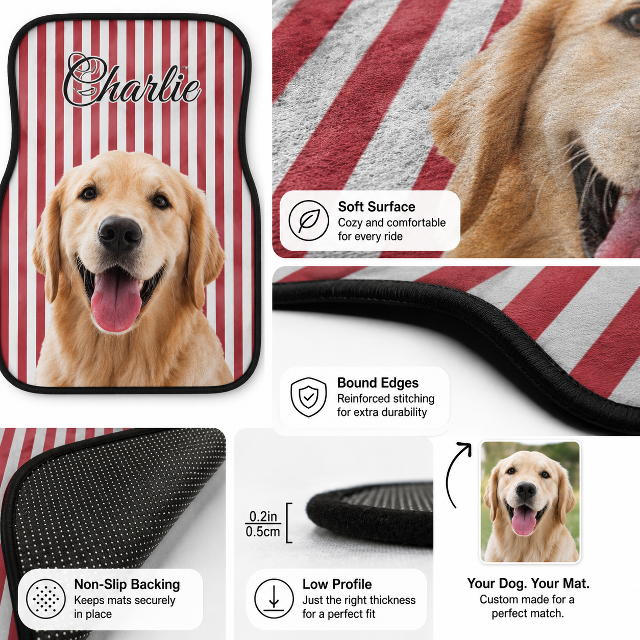 Custom Photo Pet Car Mats 4-Piece Set, Dog Lover Car Interior Accessories THUC99