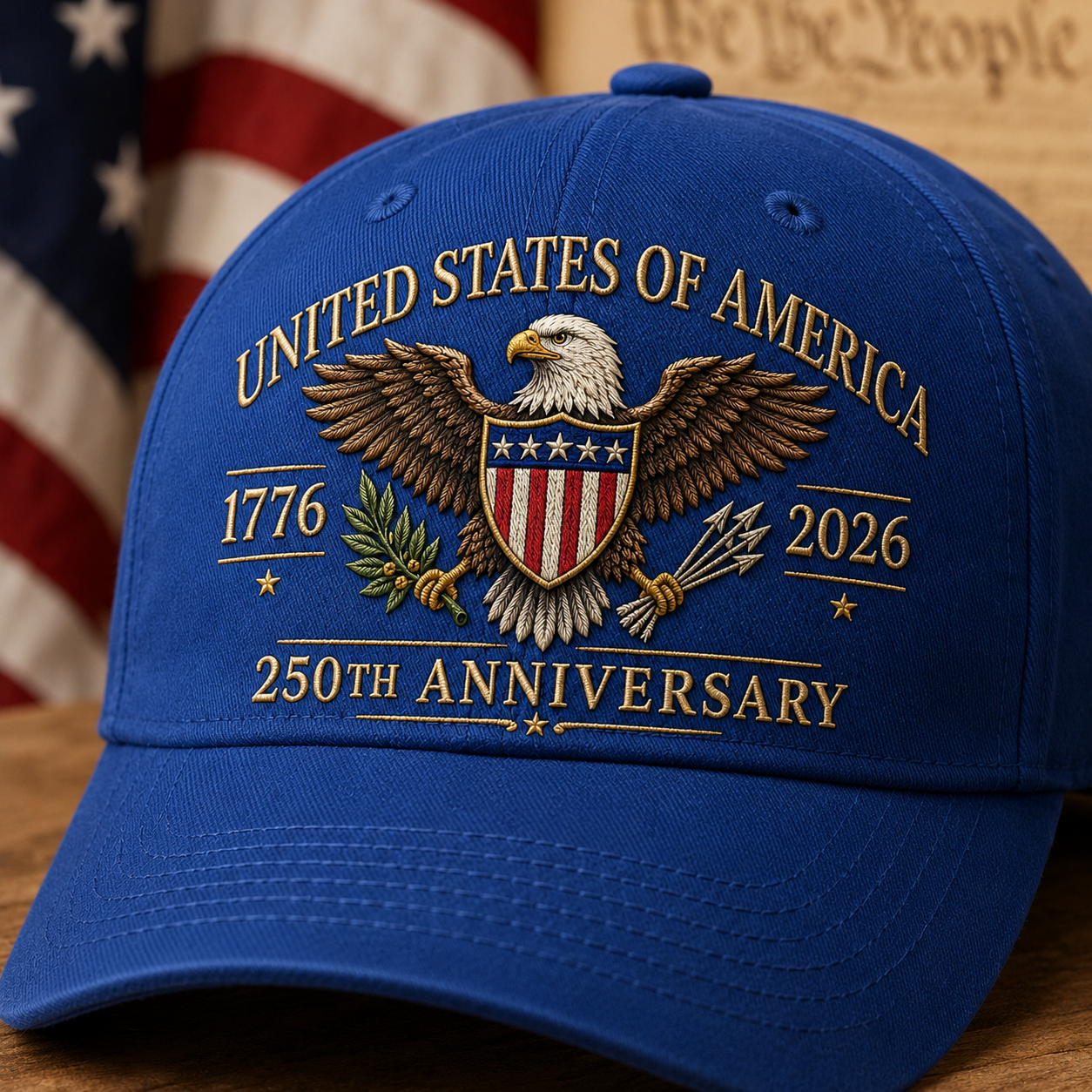 USA 250th Anniversary Embroidered Vintage Hat 1776–2026 Patriotic Adjustable Dad Cap THUC99