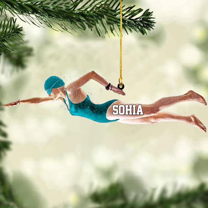 Personalized Swimming Ornament - Custom Swimmer Christmas Gift for Boys, Girls & Pool Lovers LL7