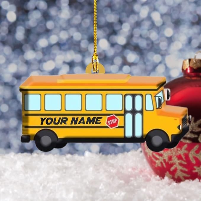 Personalized School Bus Ornament - Bus Driver Christmas Gift L7