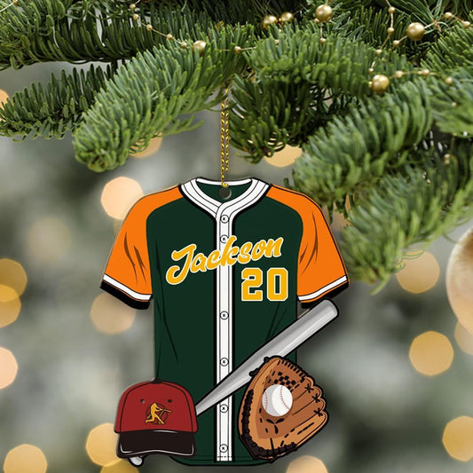 Personalized Baseball Christmas Ornament – Custom Name Acrylic Ornament, Sports Holiday Decoration, Baseball Player Gift TH16