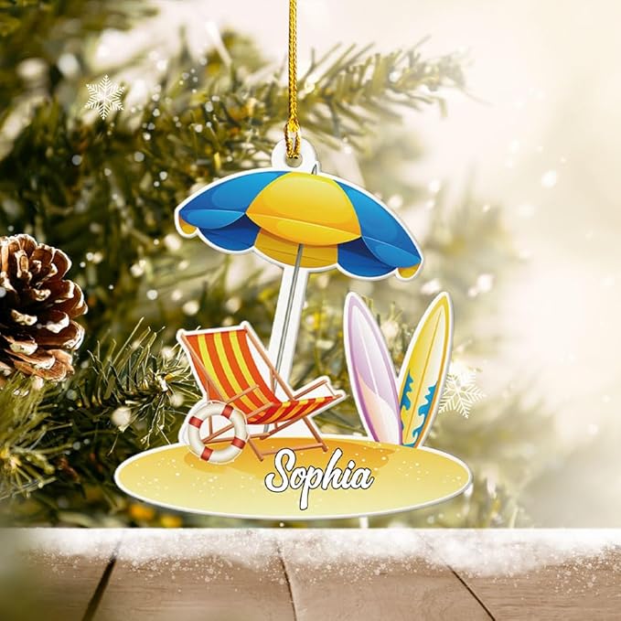 Personalized Surfboard Christmas Ornament - Surfing Tree Decoration Gift for Surfers LL6