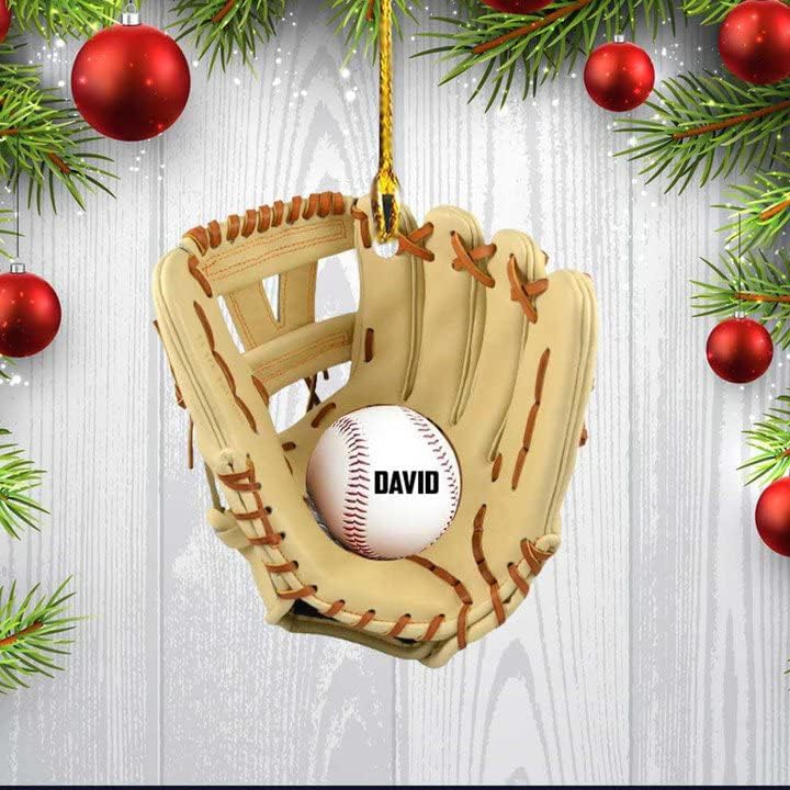 Personalized Baseball Christmas Ornament – Custom Name Acrylic Ornament, Sports Holiday TH42