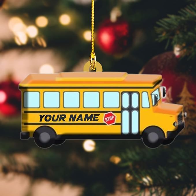 Personalized School Bus Ornament - Bus Driver Christmas Gift L7