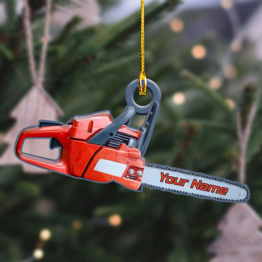 Personalized Chainsaw Ornament – Carpenter Lumberjack Christmas Ornament Style 10