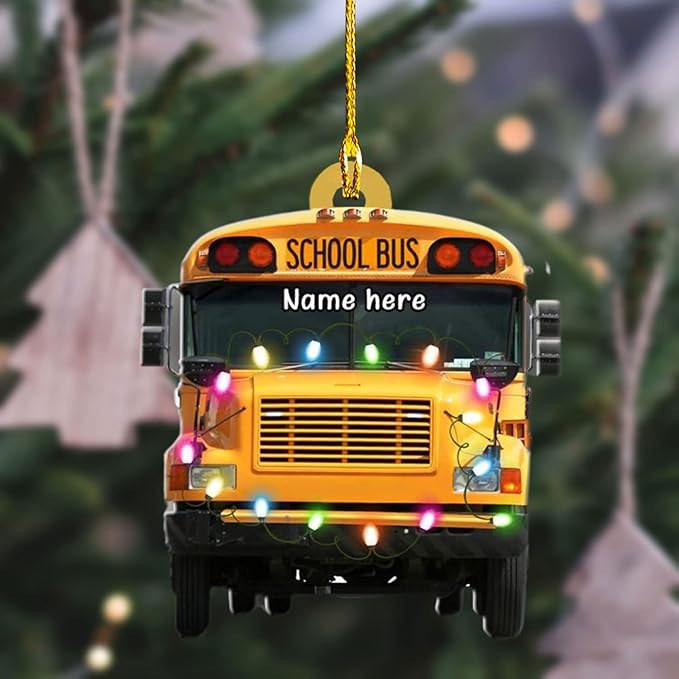 Personalized School Bus Ornament - Bus Driver Christmas Gift L5